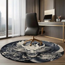 100cm*100cm800gm2 Crystal Velvet Dragon Round Rug Doormat Floor Mat Dragon Carpe
