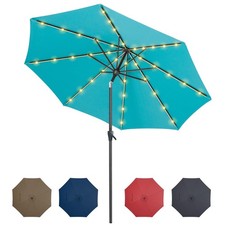 9ft Patio LED Umbrella with light  Solar Outdoor Umbrella  Market Table Par...