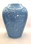 Vntg Haeger Pottery Vase With an Iris Motif 1986 American Made