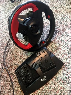 Vintage Saitek R100 Sports Steering Wheel and Pedals