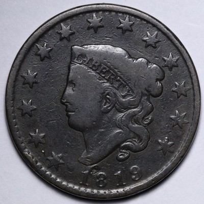 1819 Coronet Head Large Cent FINE E105 STXNM | eBay