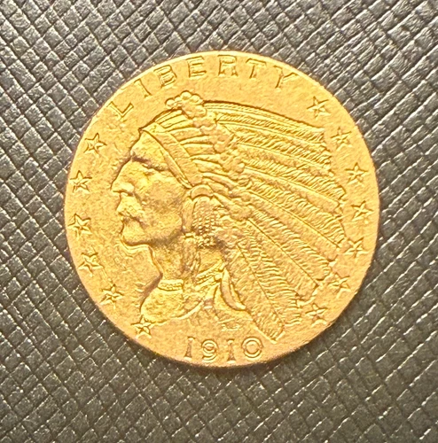 US 1910 Gold $2 1/2 Dollars Indian Head Circulated