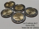 Lot 5 Pièces de 2 Euros "Arbre de vie" (FR, 2022)
