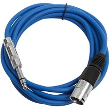 Seismic Audio XLR Male to 1/4 TRS Patch Cable, 10 Foot Blue