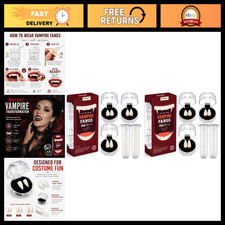 Medium Vampire Fangs Teeth with Adhesive - Halloween Cosplay Props, Party Favors