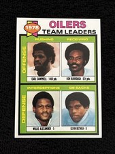Click to enlarge Oilers Team Leaders / Checklist (Earl Campbell / Ken Burrough / Willie Alexander / Elvin Bethea)