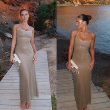 LIMITED EDITION House of CB 'Alondra' Cafe Au Lait Beaded Maxi Dress NWOT size S
