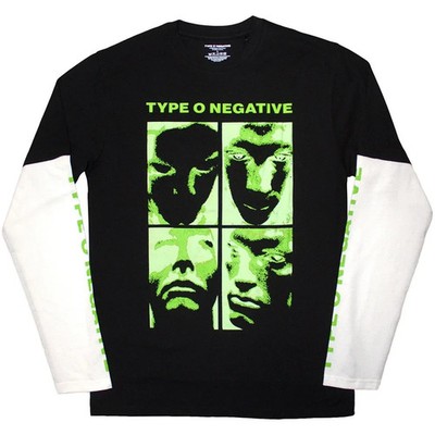Type O Negative Unisex Layered Longsleeve   Faces (Lagenlook Schwarz/Weiß) Gr. M