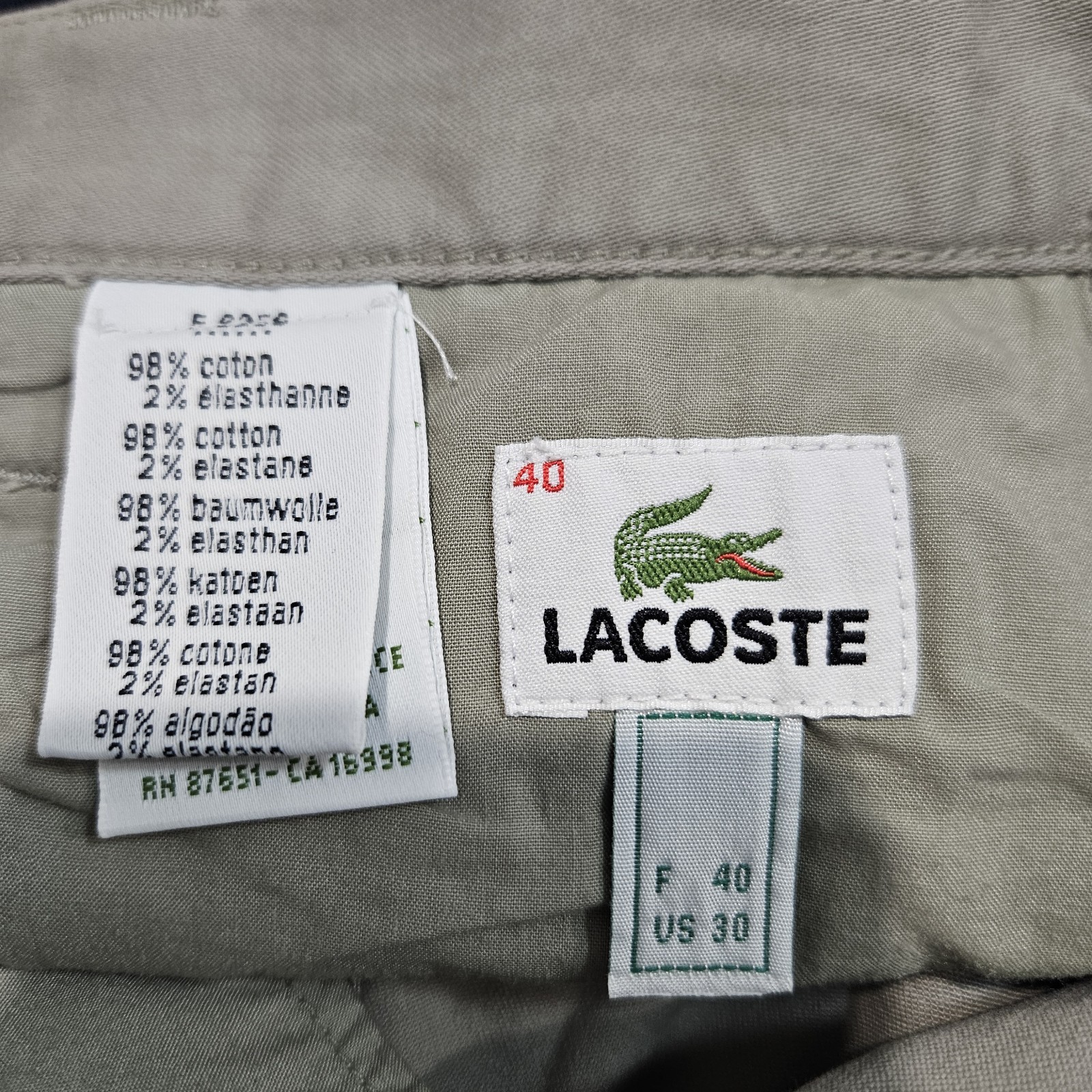 Lacoste Beige Chino Pants W30 L33 Slim Fit Cotton Stretch Zip Fly  thumbnail 7