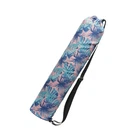 Leaves Printed Canvas Yoga Mat Bag with Zipper Pocket Fashion Single Shoulder