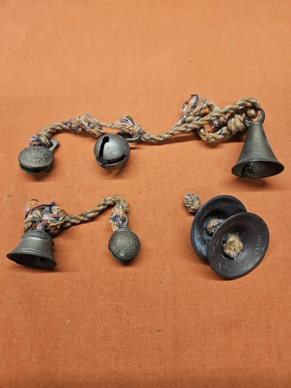 6 Vintage Mid-20th Century Indian Brass Sarna Bells