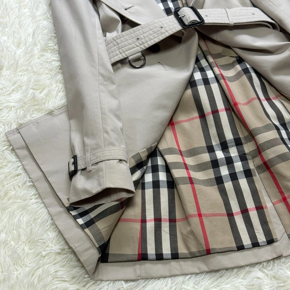 Gabardina BURBERRY Kensington Niños Niños Niña NovaCheck Larga Beige UK0 US00 Foto 4 de 4