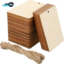 36 Pcs Unfinished Wood Pieces 2.5 X 3.5 Inches Rectangle Square Rustic Blank.