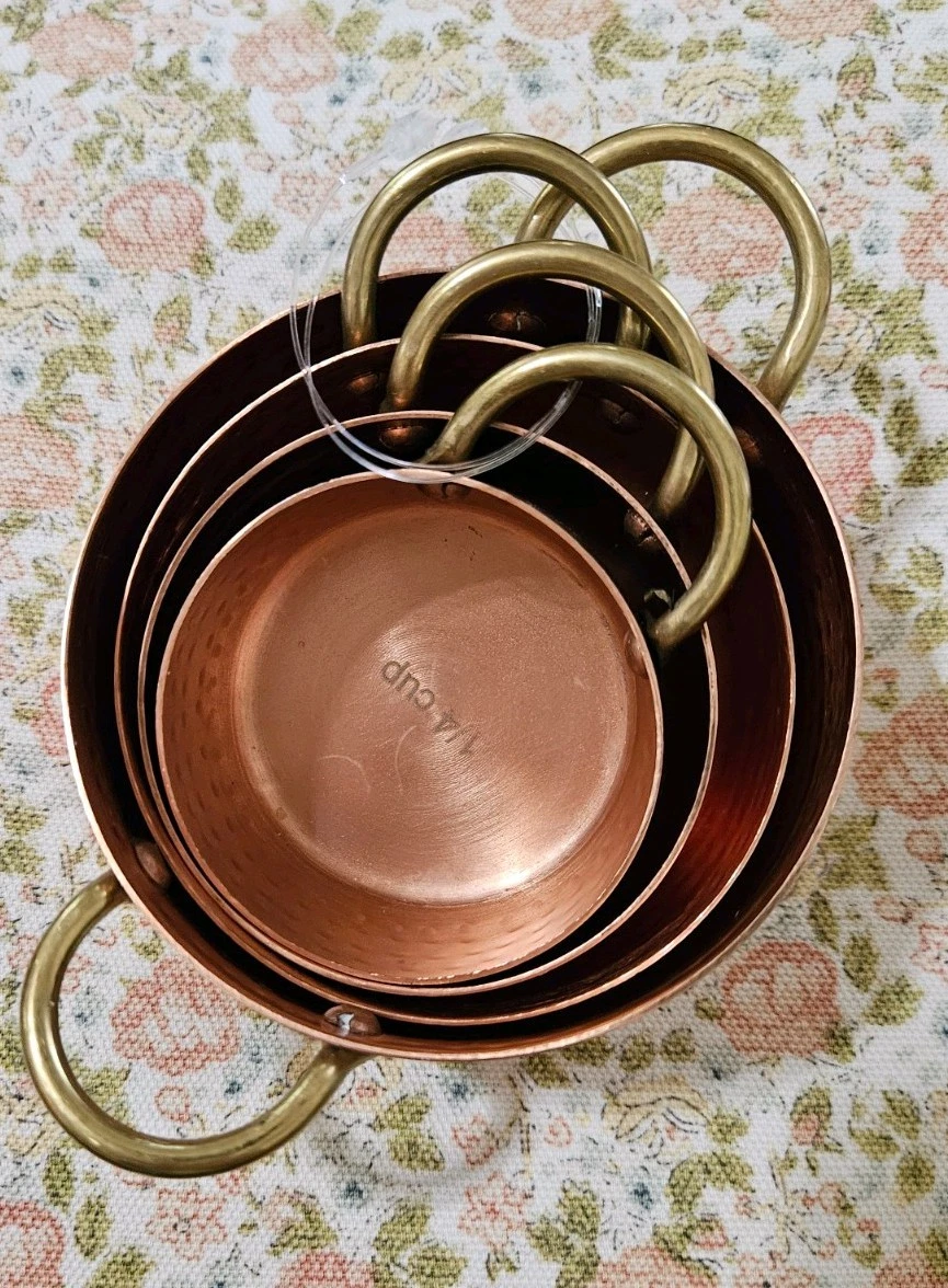 Magnolia Hammered Copper and Gold Measuring Cups Set of Four