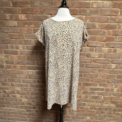 Adara Women s Leopard Print Short Sleeve Summer Dress Sz Large