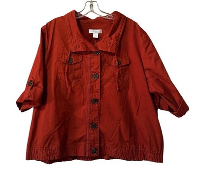 Christopher & Banks Women Petite PXL Button Down Cotton Jacket Lightweight NWT