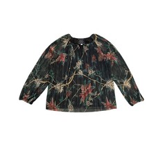 Johnny Was Jade Pleated Floral Metallic Blouse Silk Lined Size M Boho Chic