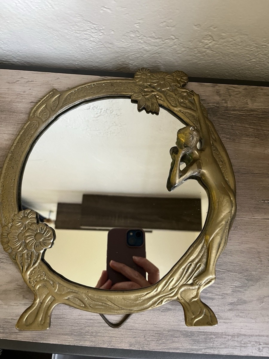 Vintage Art Nouveau Lady In Mirror Taiwan Brass Mirror MCM | eBay