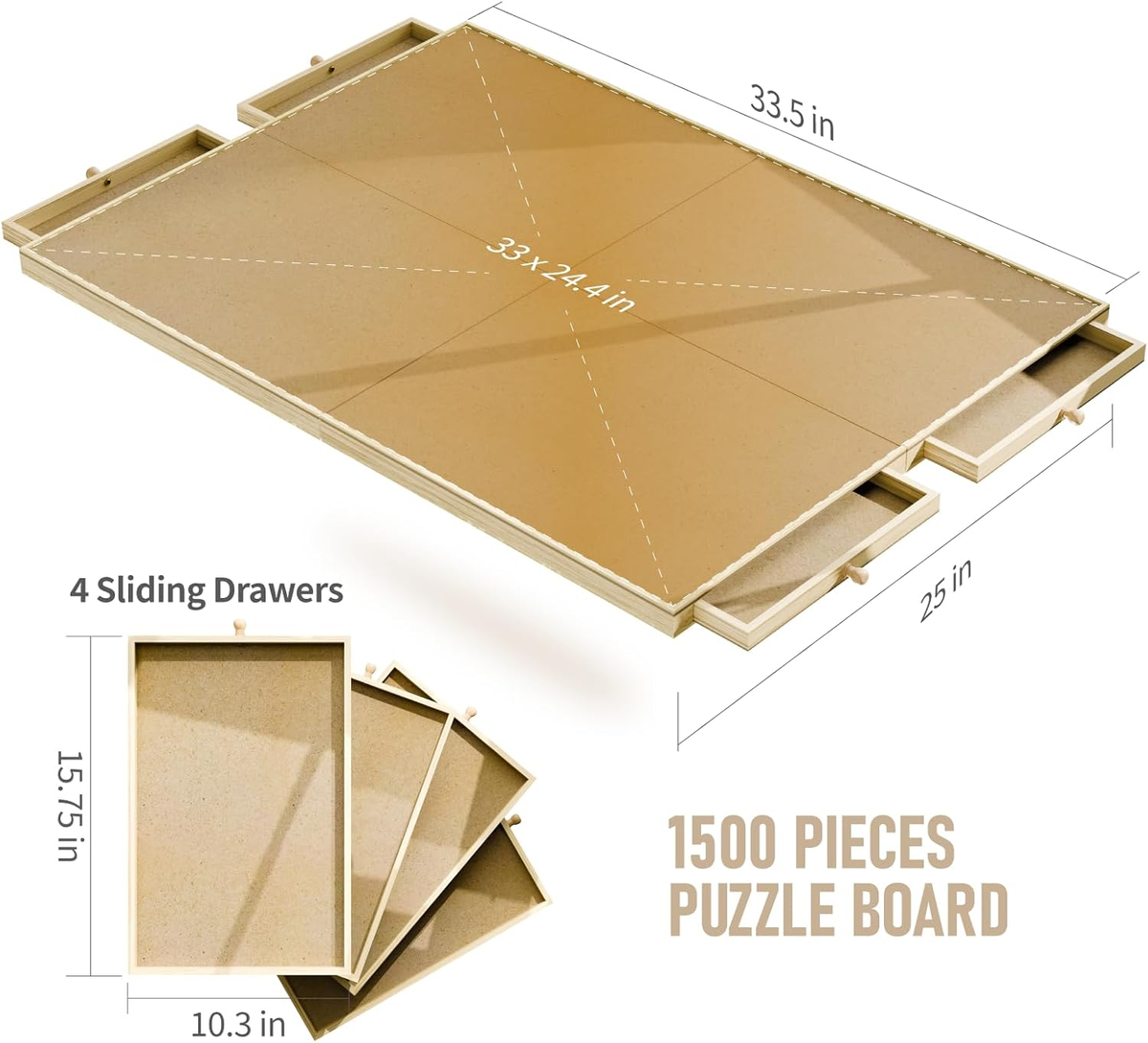 Tavolo Da Puzzle Girevole 1500 Pezzi - Con Cassetto Porta-Pezzi E Piano 25x33 - Ideale Regalo