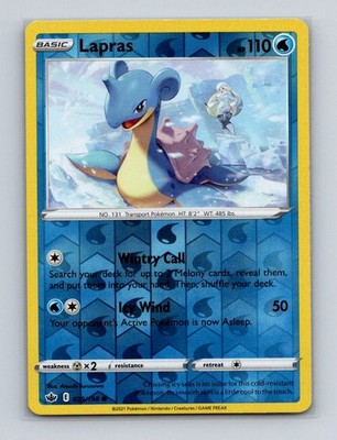 Lapras 029 2021 Pokemon Chilling Reign Reverse Holo Card NM+