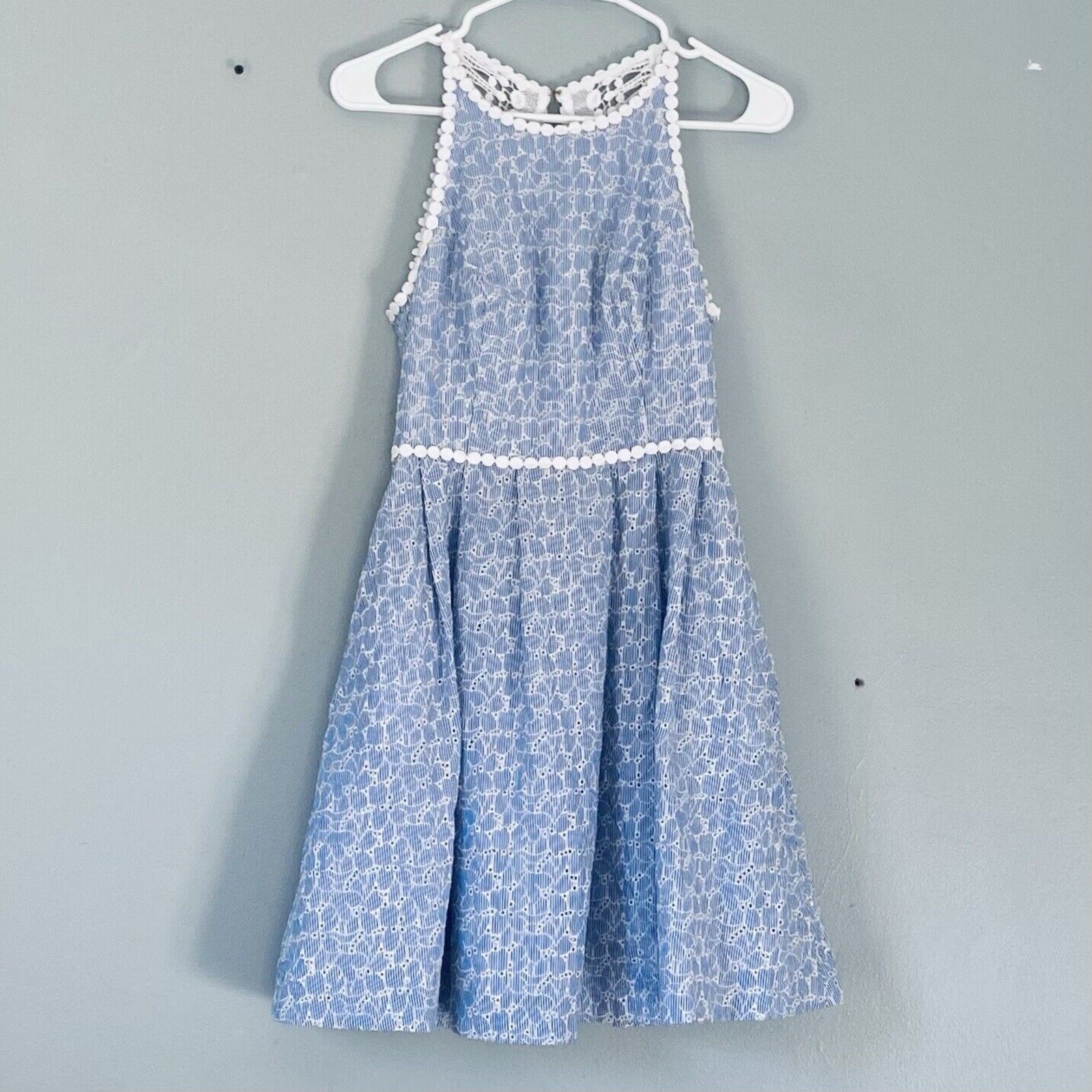 Lilly Pultizer Dress Size 0 Blue Striped Eyelet Tori Sleeveless A Line Party