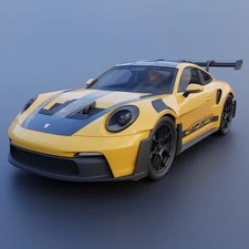 Modellino auto Porsche 911 (992) GT3 RS stampato in 3d bianco replica da collezione