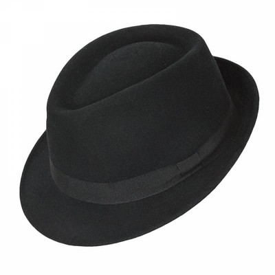 Faustmann Player Wolle schwarz Trilby Hut Filz Hüte Fedora Wollfilz