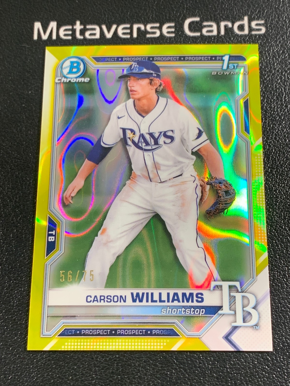 2021 Bowman Draft 1st Chrome Yellow Lava #BDC-180 Carson Williams 56/75 Rays