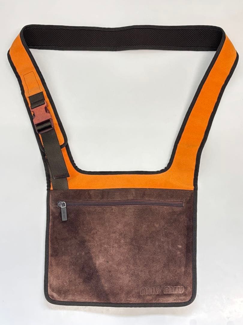 archive vintage 名作MIUMIU nylon body bag Miu Miu 1999 SS Archive Shoulder Bag Orange Nylon Canvas Dark