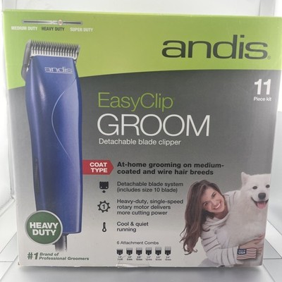Andis EasyClip Groom 11-Piece Detachable Blade Clipper Kit MBG-2 Heavy Duty
