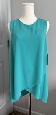 NWT Karen Kane Asymmetrical Sleeveless Top Turquoise - Size Large Style#1N94148