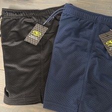 NEW Athletic Works Shorts Boys L 10-12 Lot Of 2 Black And Navy Mesh Type