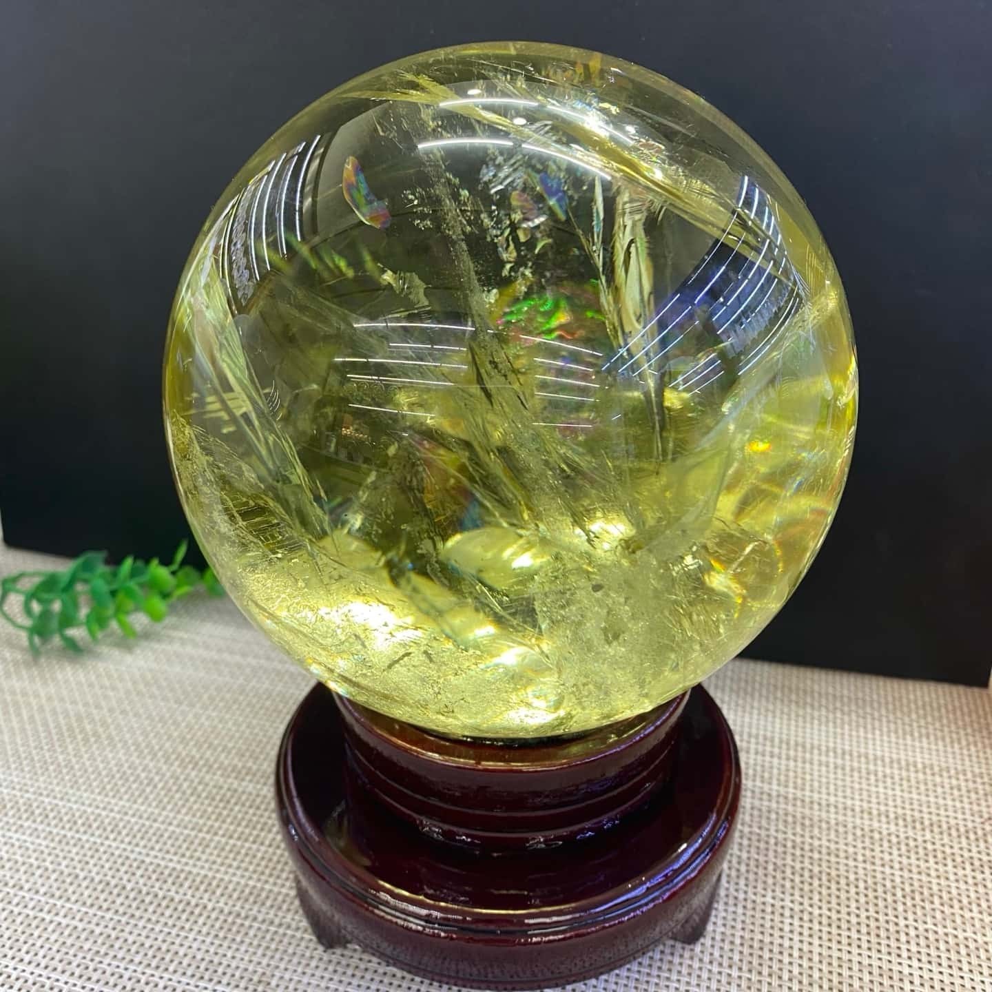 Top Natural citrine Quartz Rainbow Ball 132mm Crystal energy sphere Healing