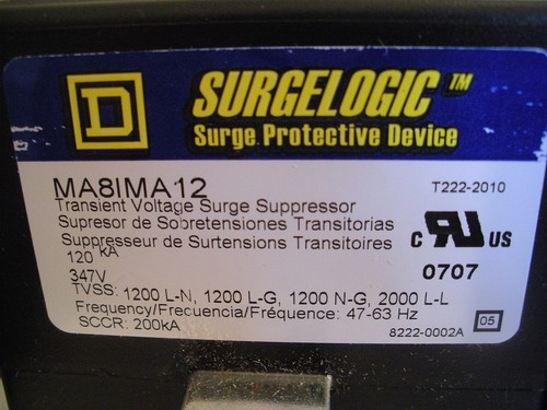Square D MA8IMA12 Surgelogic Transient Voltage Surge Protector Suppressor 347V