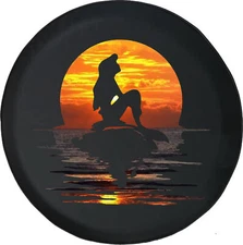 Mermaid Girl Sunset Spare Tire Cover