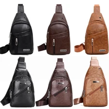 Travel Men's Leather Chest Pack Small Crossbody Bag Backpack Sling Shoulder Bag