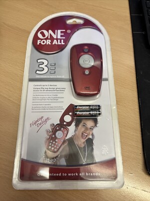 One for all 3 Flip Top Kompakt Fernbedienung für 3 Geräte Neu Versiegelt URC 6231
