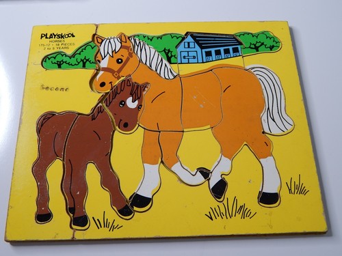 vtg Playskool Horse Wooden 18 Piece Puzzle 175-12 Ages 2-5 Yrs
