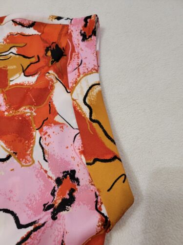 Nine West Top Women XL Orange/Pink Floral Short Turn Back Sleeve NWT - Picture 9 of 10