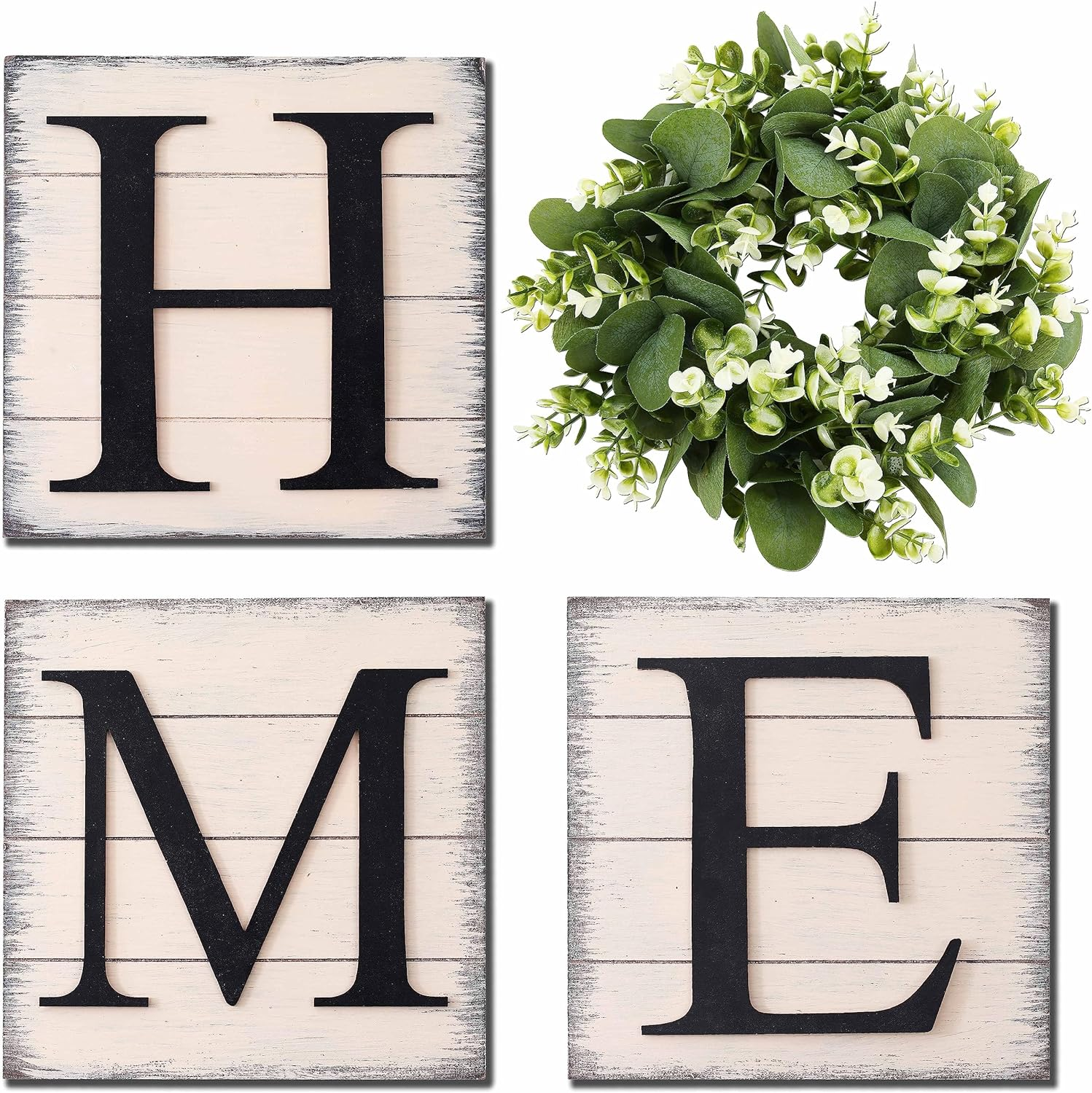Farmhouse Wall Decor Room Decor Wood Home Sign Artificial Eucalyptus O Rustic