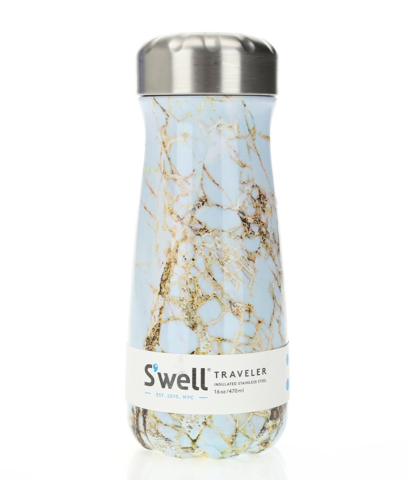 S'well 251906 Vacuum Insulated Stainless Steel Water Bottle 16oz Calacatta Gold