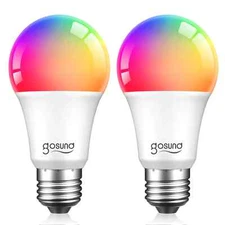 2 Pack WiFi Smart LED Bulbs Multicolor  9W(60W) 800 lm E26 Google Home/Alexa