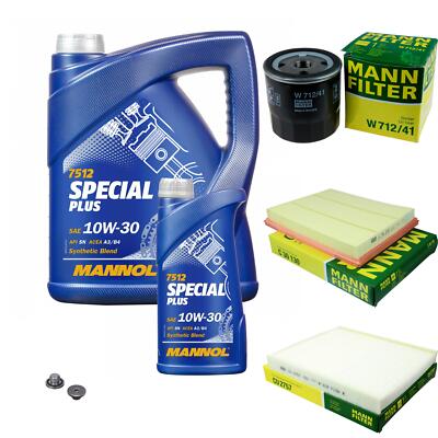MANN Inspektionspaket 6 L MANNOL Special Plus 10W-30 für Opel Astra G CC 2.0