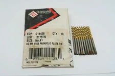 10 pcs CLEVELAND #41 Cobalt TiN Coated Parabolic Screw Machine Stub Drills