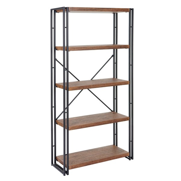 BüCherregal MCW-A27, Standregal, 165X80Cm 3D-Struktur 5 Ebenen, Wildeiche-image
