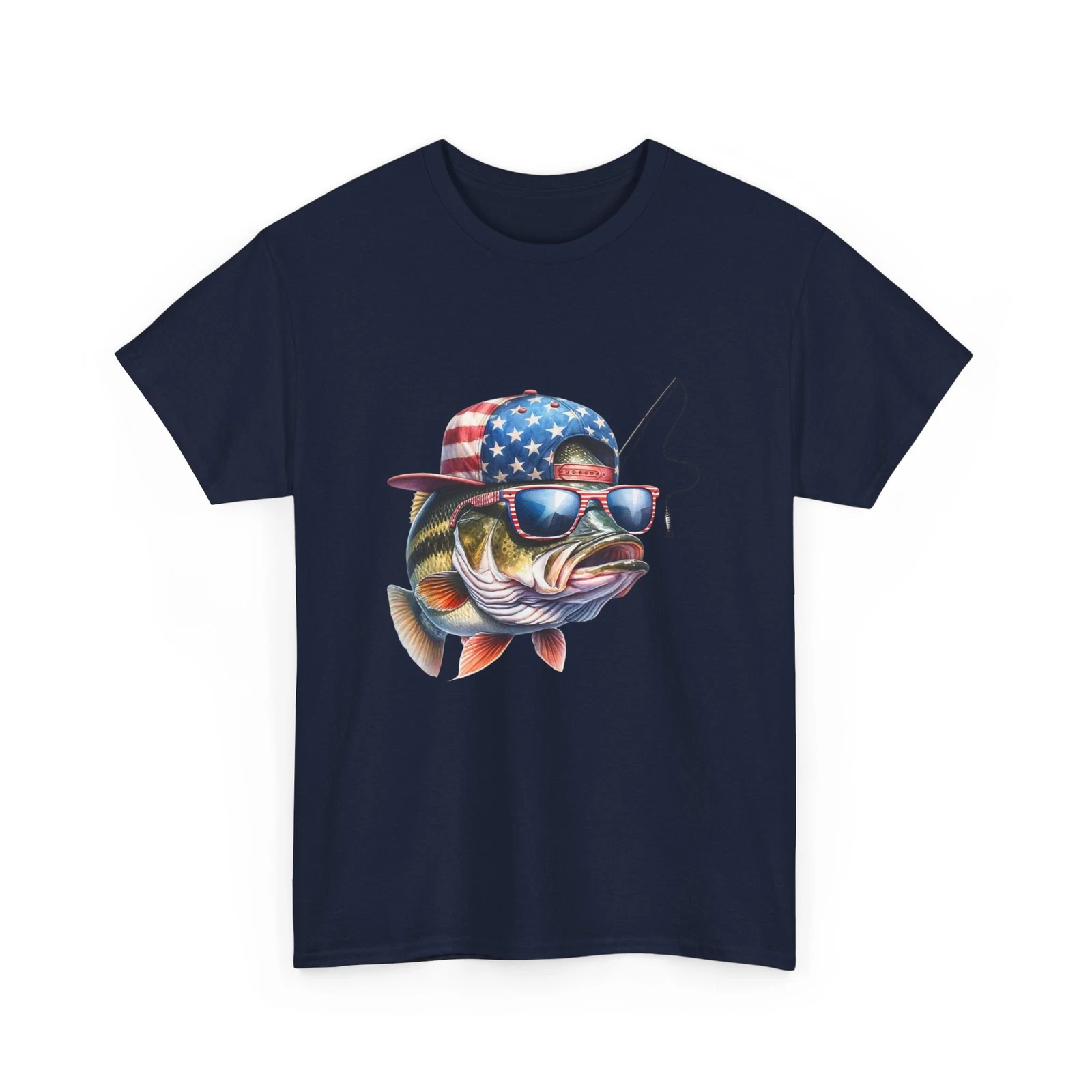 Fishing Shirt with American Flag and Fish Design for Anglers