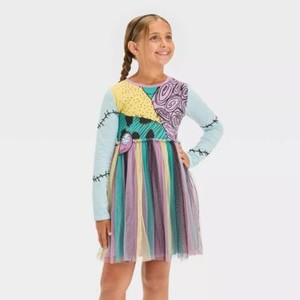 Girls' Sally Halloween Cosplay Long Sleeve Dress - XL