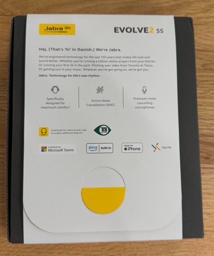 Jabra Evolve2 55 Noise Canceling Headset, Charging Stand, Dongle, MS Teams Cert. - Picture 2 of 10