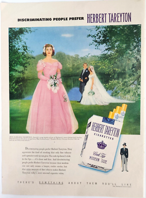 bride cigarette Herbert Tareyton Vtg 1951 Ad Magazine Print Cigarette Barbara Cromwell Bride