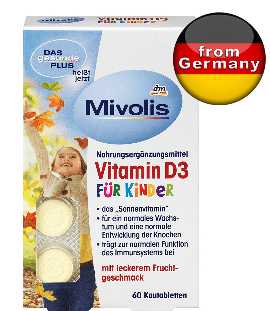 Mivolis Vitamin D3 for children, chewable tablets 60 pieces, 51 g from  Germany